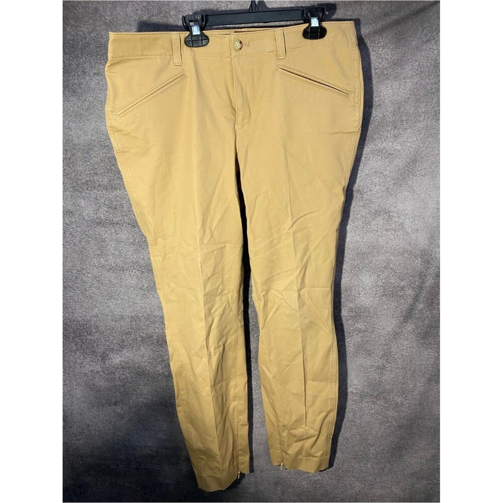 Lauren Ralph Lauren Khaki Pants Womens 12 Tan Ankle Zip Cotton Blend Stretch